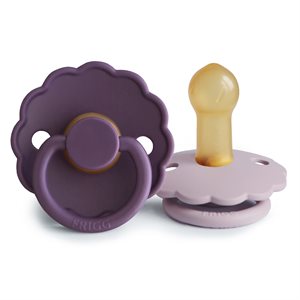 FRIGG Daisy - Round Latex 2-Pack Pacifiers - Violet Dream/Soft Lilac - Size 2